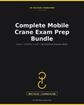 Cover of the Complete Mobile Crane Exam Prep Bundle PDF by On The Hook Crane Prep, combining Core, TSS/TLL, LAT and the 40-question practice bank
