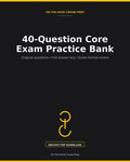 Cover of the 40-Question Core Exam Practice Bank PDF by On The Hook Crane Prep, with original questions, full answer key and exam-format review